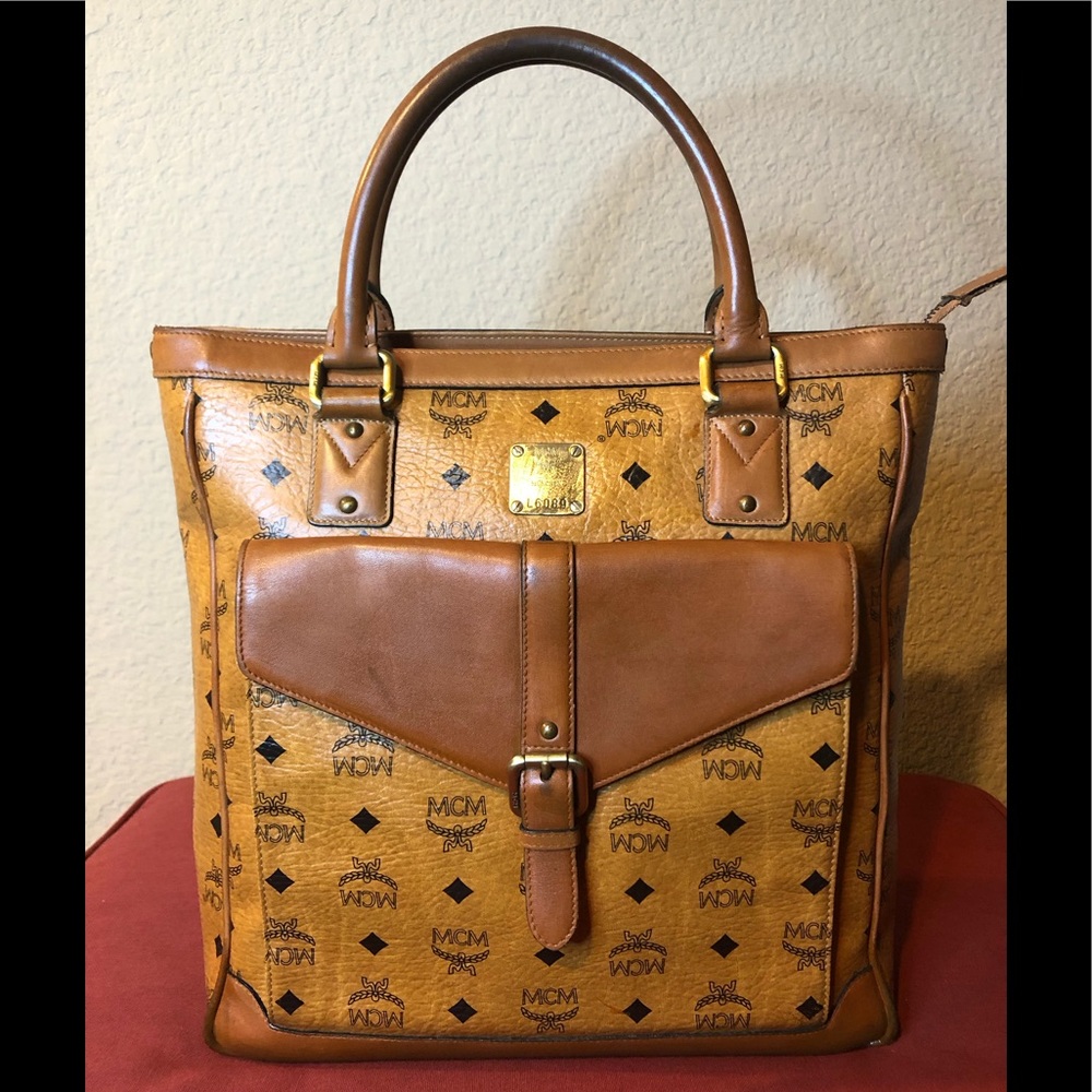 MCM Tan Leather Tote Bag